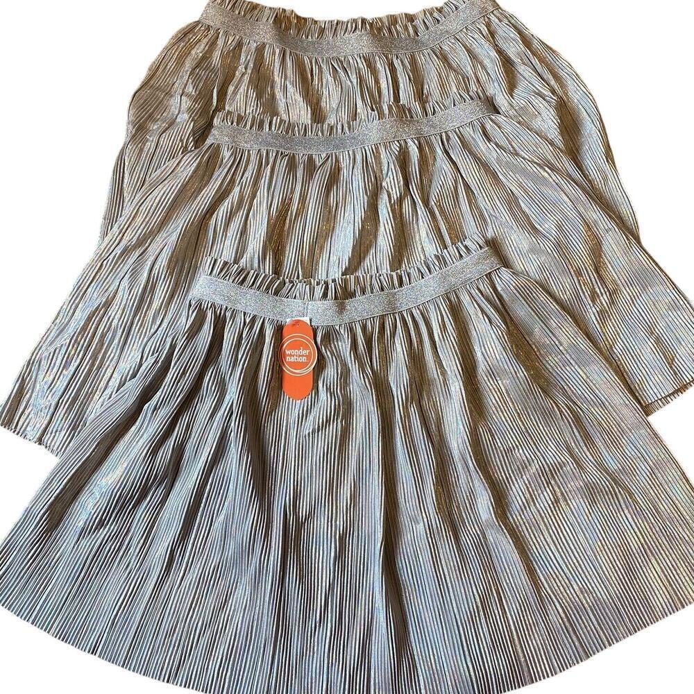 Lot Of 3 Teenage Girls Sz 14 Wonder Nation Shiny Silver Tutu Dance Party Holiday
